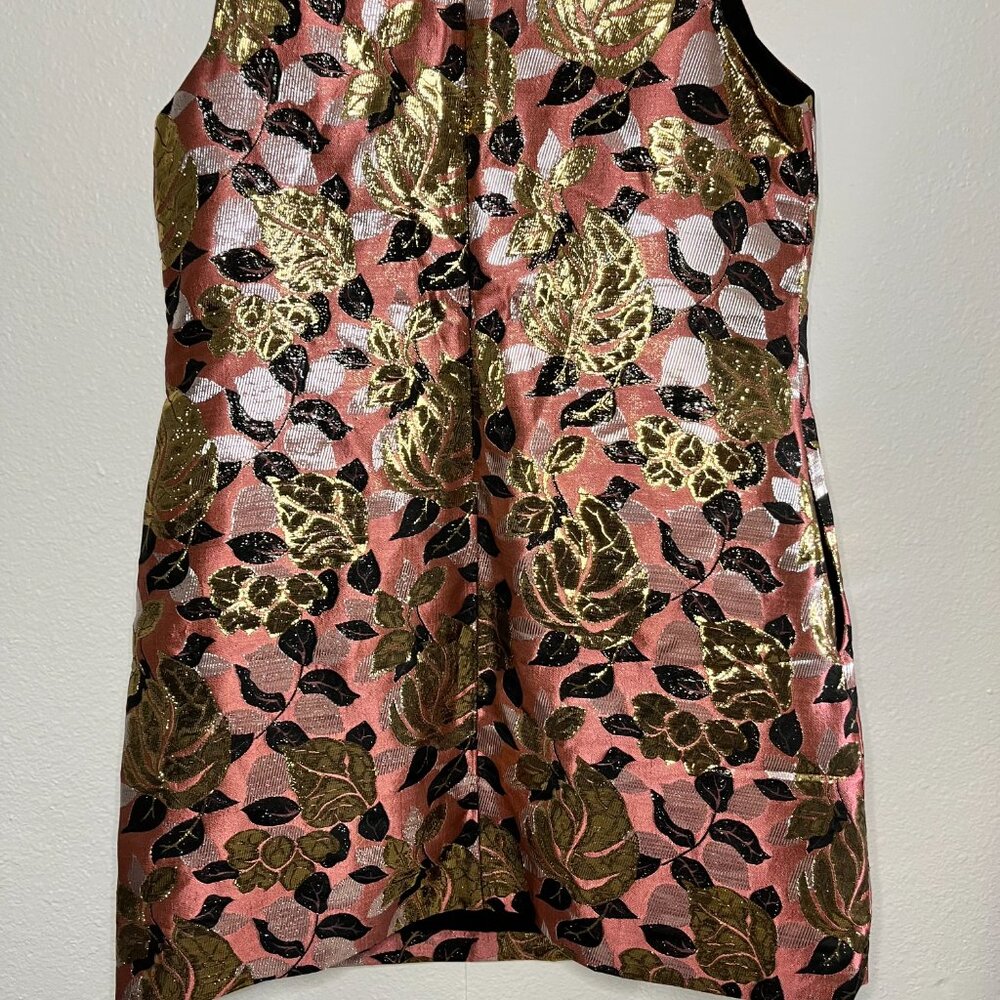 Rachel Roy Size 12 Pink With Metallic Brocade Floral Sheath Cocktail Dress - Picture 5 of 10